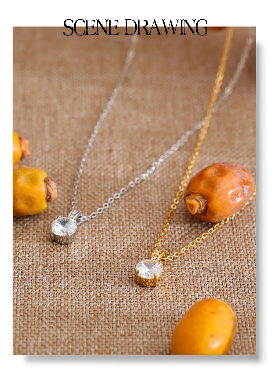 Yhpup Edelstahl-Halskette mit quadratischem Zirkonia-Anhänger für Damen, koreanischer Stil, zarter, beliebter Alltagsschmuck, Geschenk – Detail 7