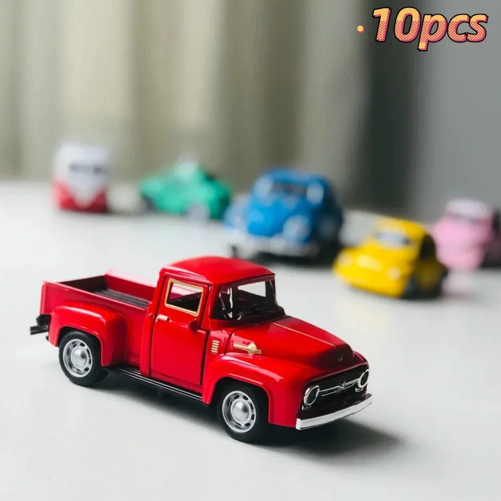 Jouet de camion de voiture rouge vintage pour enfants, voiture en alliage, cadeau de Noël, anniversaire de garçon, nouveau, 514 up, 10 pièces