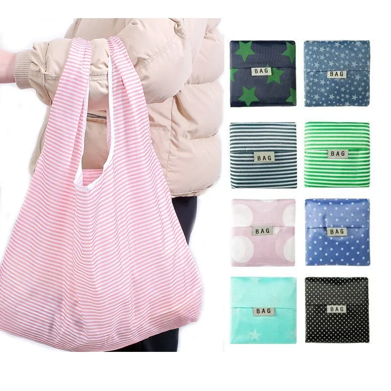 1Pcs Lady Foldable Recycle Shopping Bag Eco Reusable Shopping Tote Storage Bag Portable Shopper Fruit Vegetable Grocery Bags