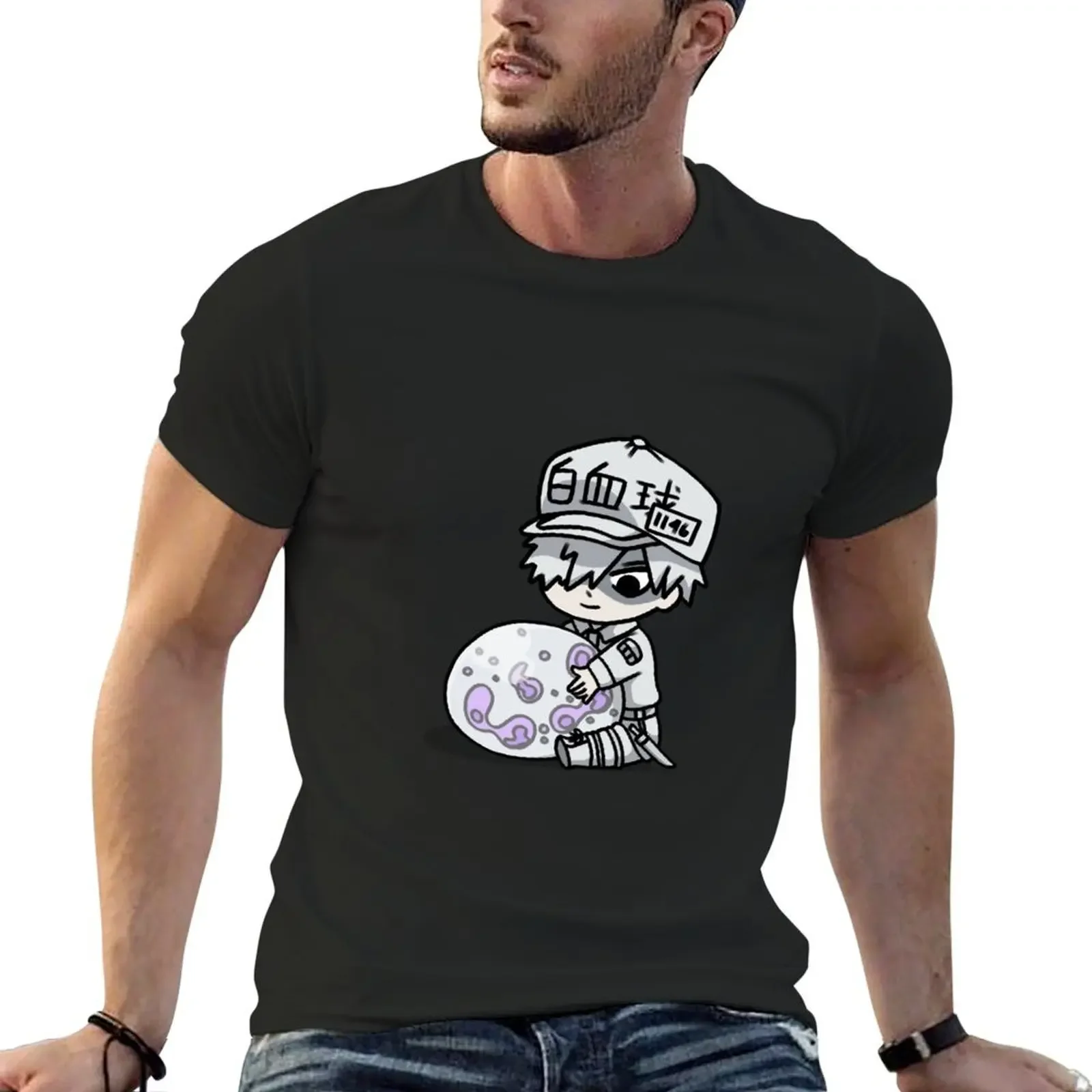 Cells at Work! White Blood Cell Neutrophil T-Shirt man clothes aesthetic clothes heavy weight t shirts for men