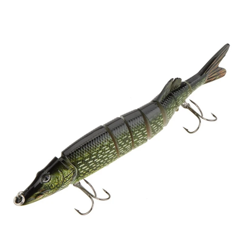 2X 20Cm 40G Lifelike Multi-Jointed 8-Segement Pike Muskie Fishing Lure Swimbait Crankbait Hard Bait Fish Hook Tackle