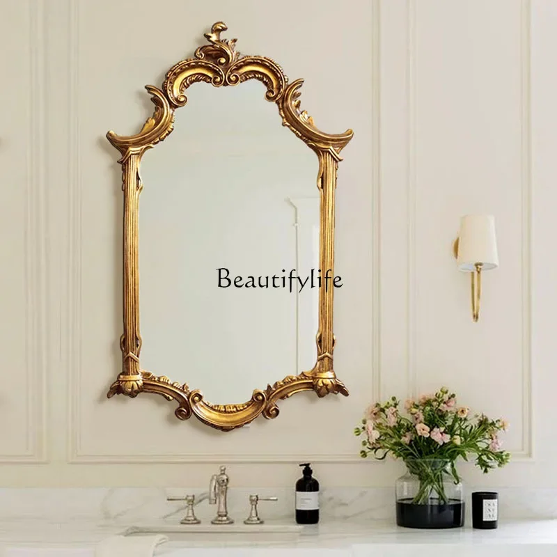 03.Special-shaped retro dressing mirror European bathroom toilet washing engraved mirror
