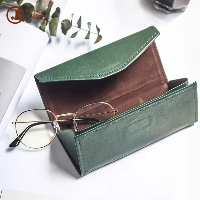 Sun Glasses Storage Box Foldable Cowhide Vintage Sunglasses Case Upscale Personality Leather Glasses Case Wholesale