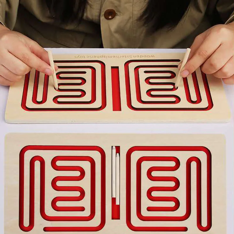 Creative Idea Pen Control Training Maze Movement Trajectory Left Right Brain Coordination Games Wooden Educational Toys Adults