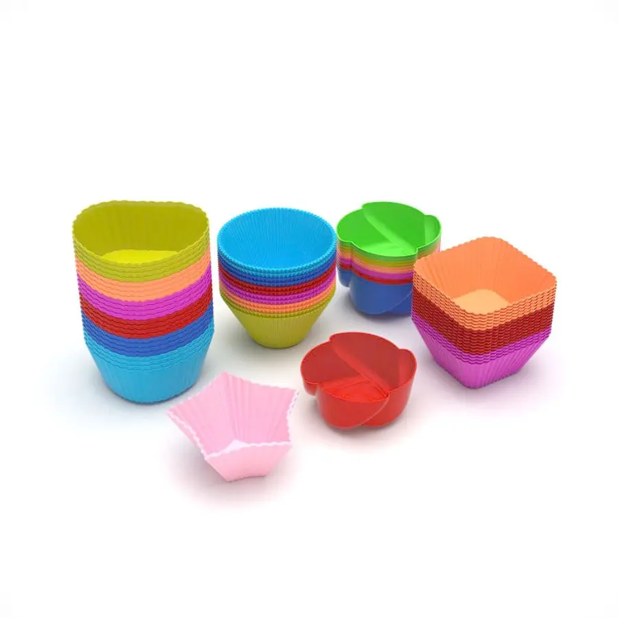 Cake Silicone Mold Five Shapes And Colors Of Muffin Cup A Set Of Five Multifunctional And Practical Creative Home Baking Mold