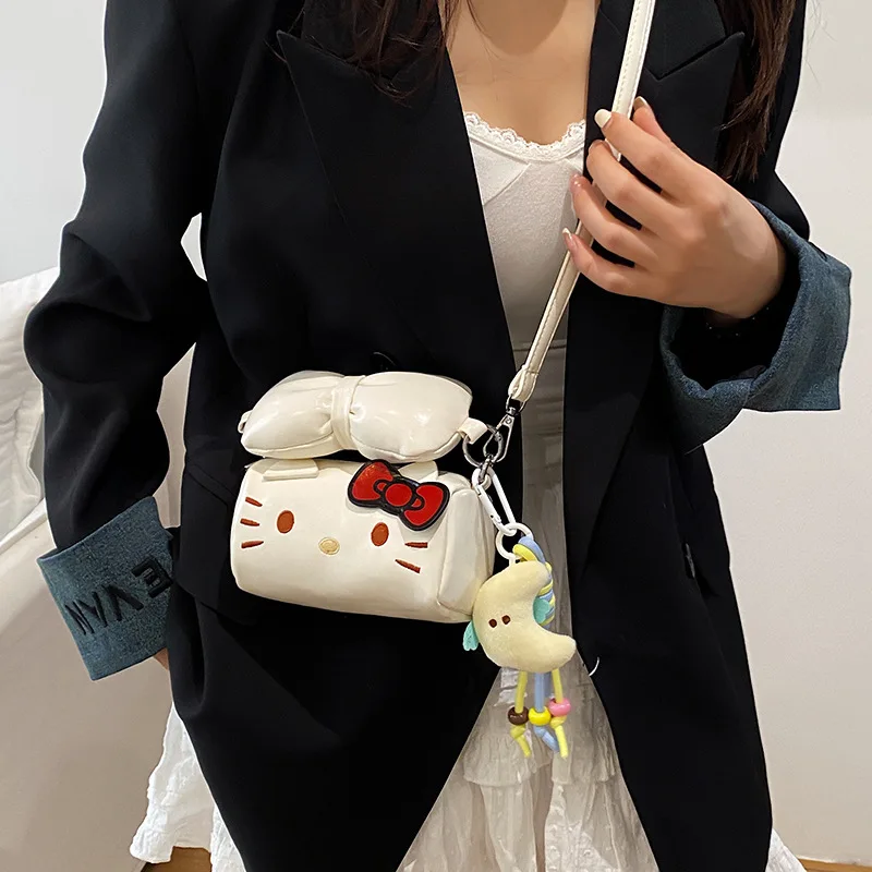 Sanrio Hello Kitty Girly Cartoon Kt Cat Crossbody Tote Bag Mini Girls Handbag Cute Cartoon Fashion Women Organizer Case Holder view 2