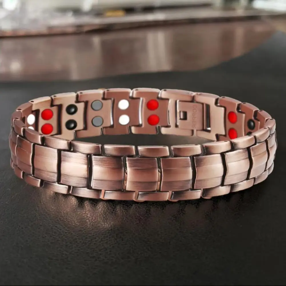 2025 Sleek Link Therapy Bracelet Elegant Classic Copper Bracelet Magnetic Pure Copper Durable Smooth Therapy Bracelet Bangles