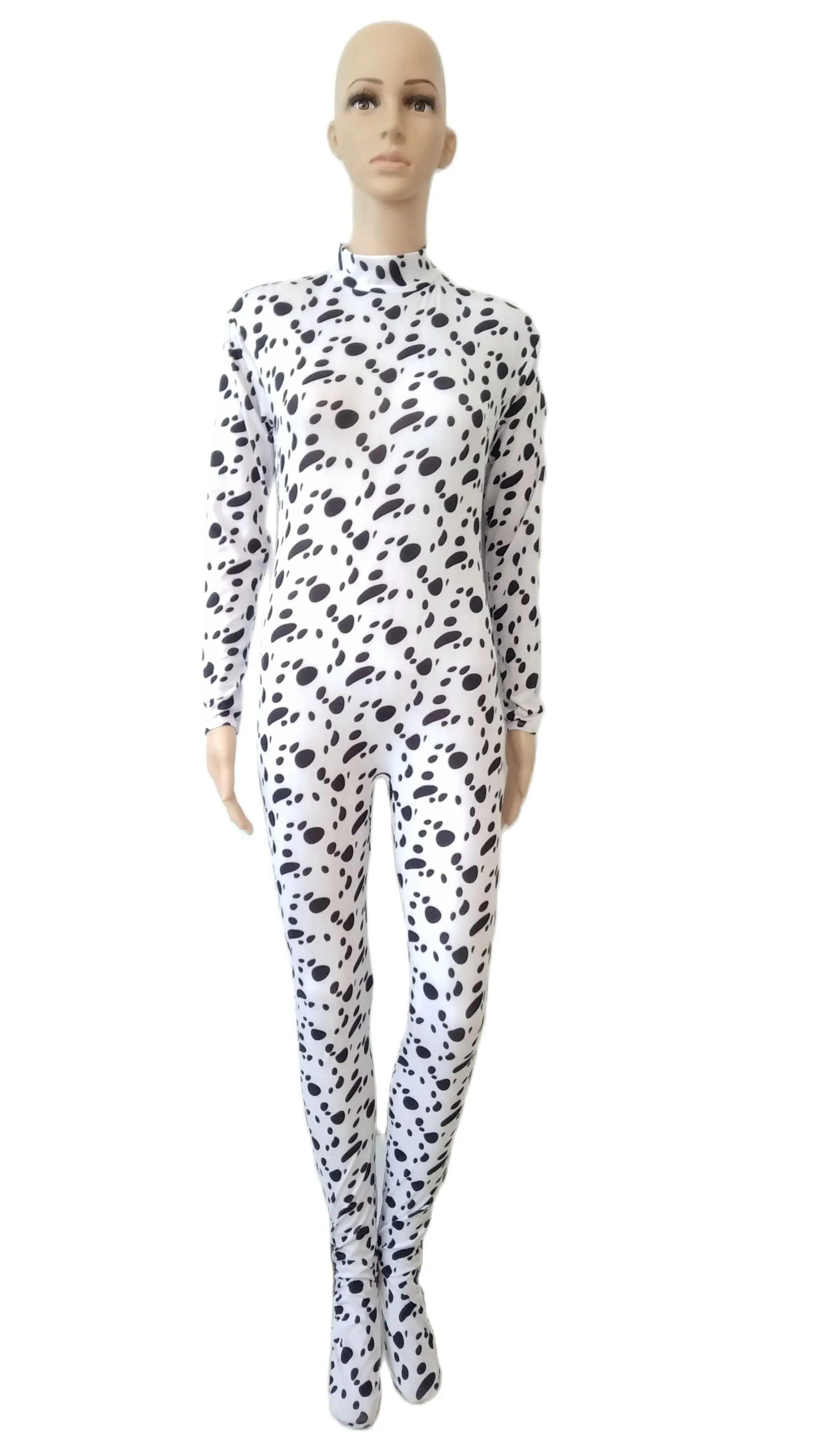 Costume cosplay di Halloween animale cane dalmata macchie bianche nere collant tuta tuta Zentai abiti fantasia