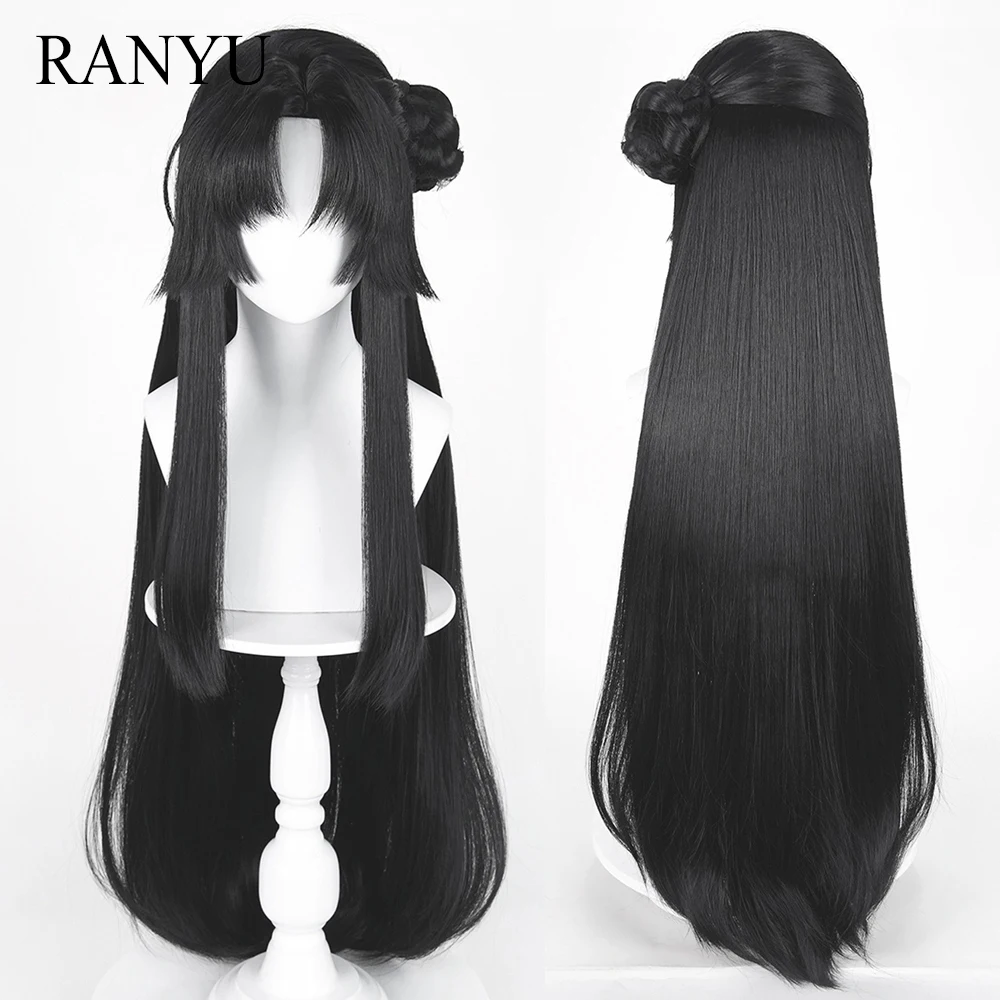 Black Synthetic Long Straight Wigs Middle Part Anime Game Cosplay Fluffy Heat Resistant Wig for Daily Party