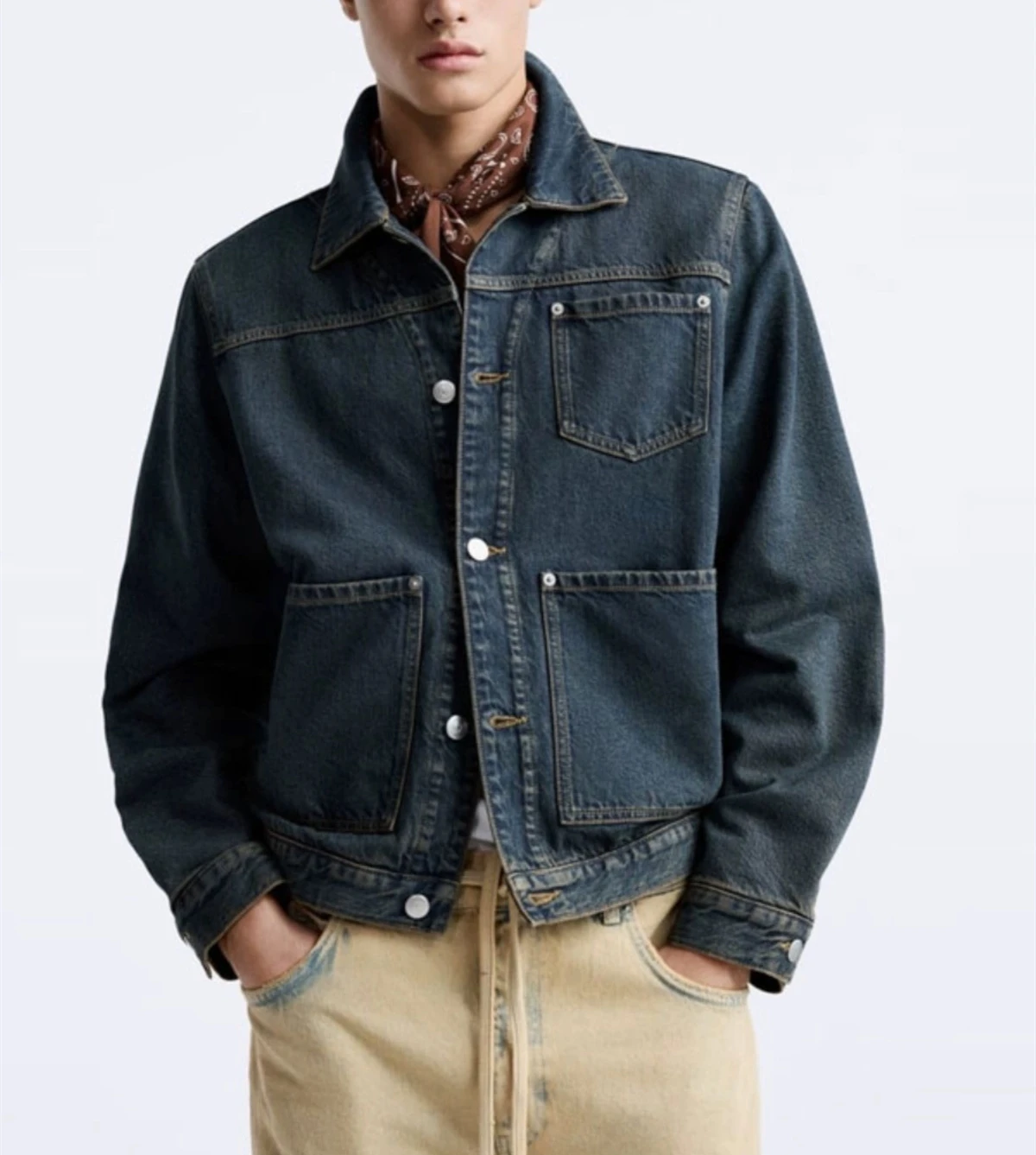 

Мужская джинсовая куртка в стиле ретро, весенняя, городская, повседневная, с длинным рукавом, приталенная, с воротником, молодежная, для работы...