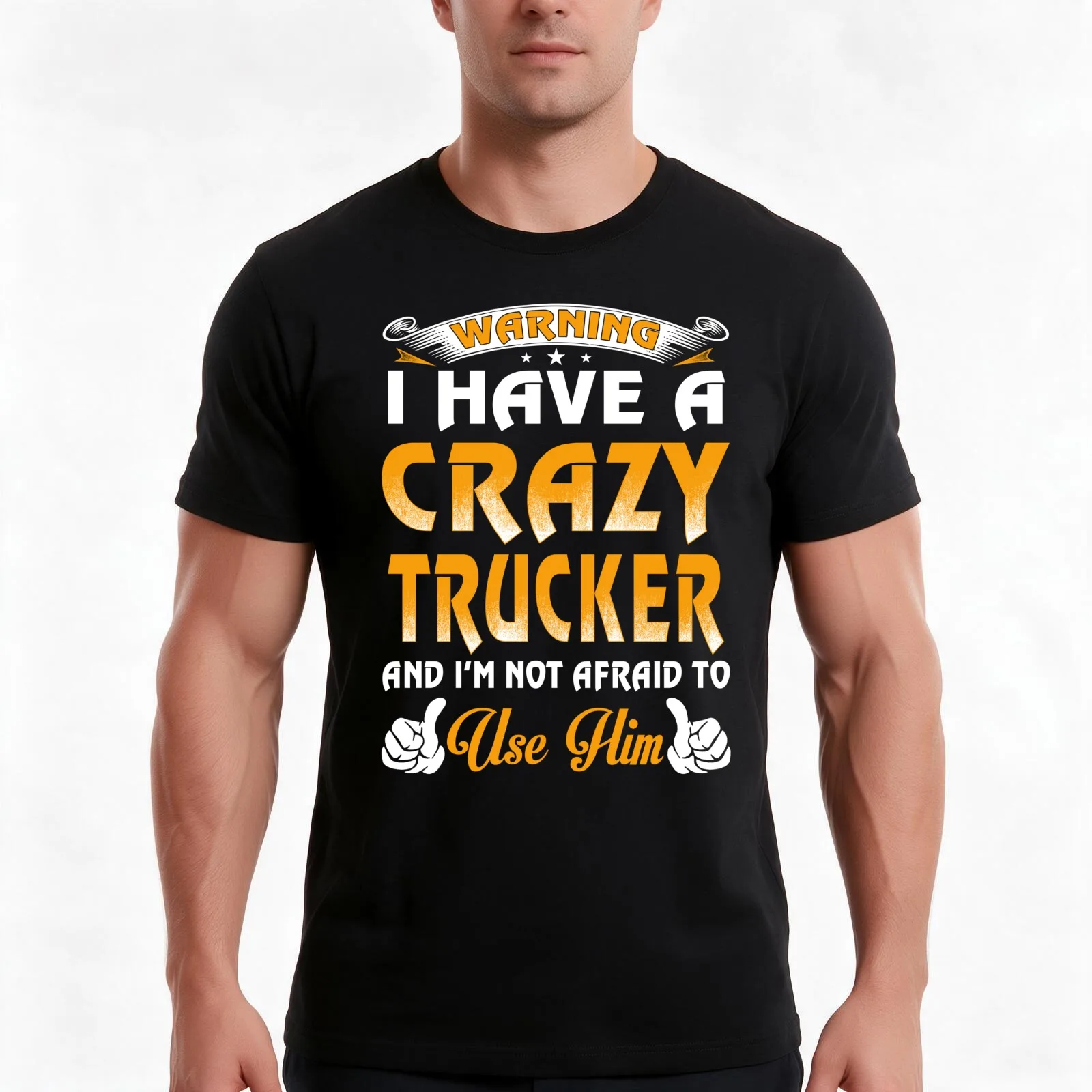 Warning I Have A Crazy Trucker T-Shirt, Summer Casual Cotton Tee, Oversized Streetwear Tops, Vintage Graphic Print, 100% Cotton