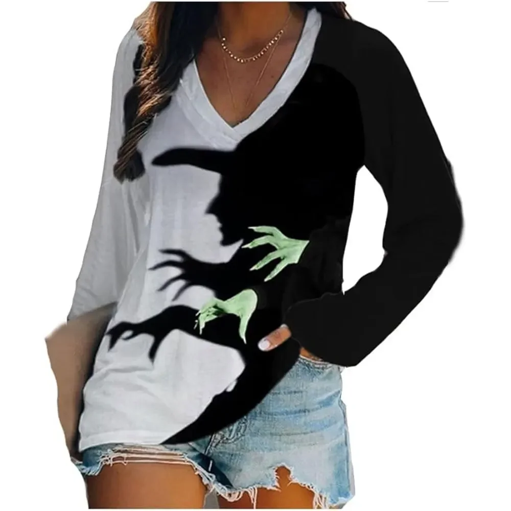 

Y2k Woman Clothes Casual T-Shirts Spring Autumn Floral Print V-Neck Long Sleeved Tops Tees Female Streetwear Pulovers