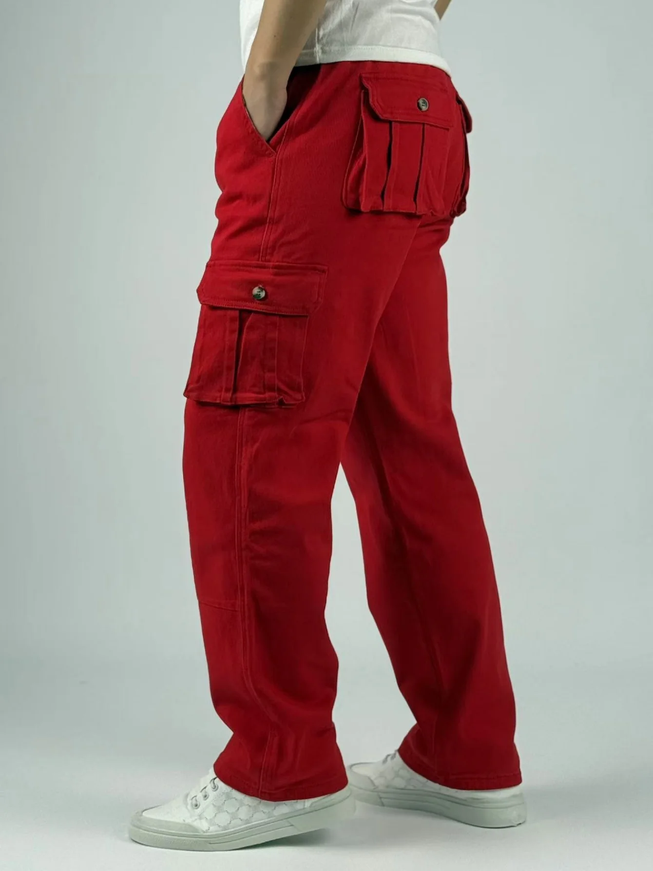 

KING JEANS Бренд Y2K RED Многогенерационная эластичная линия талии Свободные прямые ноги Модный и универсальный стиль