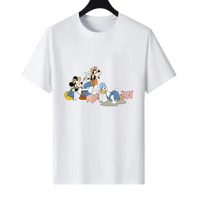 

Женская модная одежда с рисунком Микки Мауса Диснея, одежда для родителей и детей с круглым вырезом, женская дешевая футболка с короткими рукавами, мужские толстовки