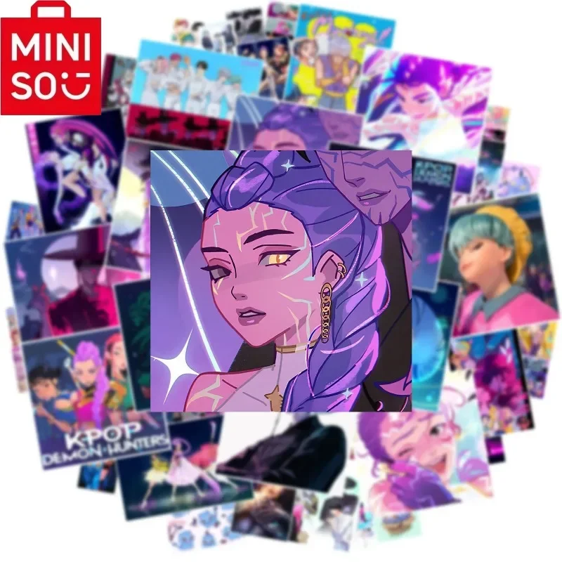 2025 مينيسو العلامة التجارية الجديدة المشاركة Kpop فيلم شيطان الصيادين هنتركس ساجا بنين ديربي النمر ملصقات مقاوم للماء لعبة من الفينيل هدايا الأطفال