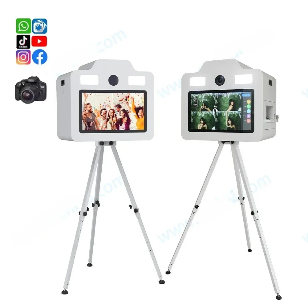 

Classic Style 21.5'' Touch Screen Photo Booth Case Tripod Base Photobooth Printer Built-in Other Party Supplies