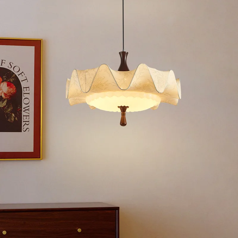 Pendant Lights Master Bedroom Japanese Teahouse Homestay Creative Walnut Color Retro Atmosphere Patterned LED Hanging Chandelier
