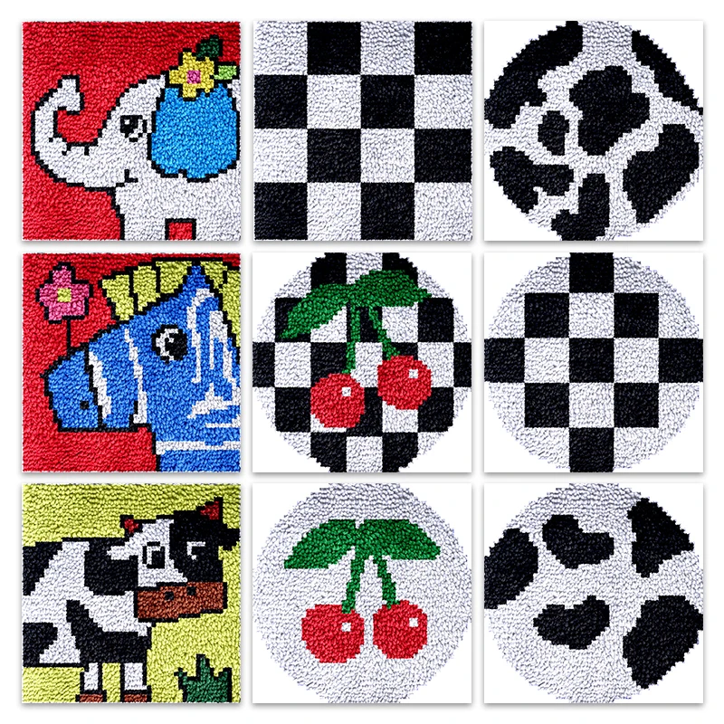 Cartoon Latch Haak Kits Plastic Canvas Voor Diy Tas Tapijt Borduurwerk Set Knoop Smyrna Tapijten Knopen Pakket Mat Gehaakt Handwerk