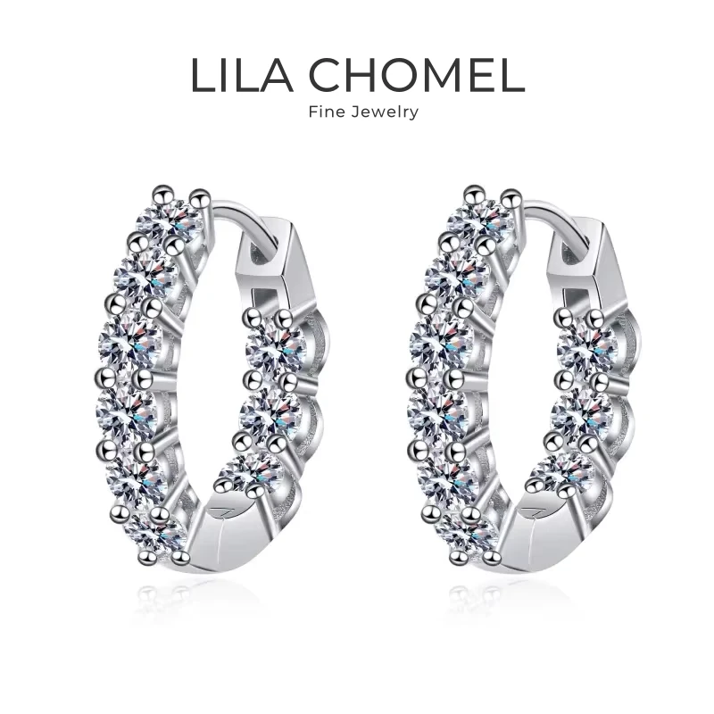 

Women Wedding 18K White Gold Hoop Earrings Valentine's Day 1.8CT Moissanite Diamond Girl Friend PT950 Platinum Birthday Gift