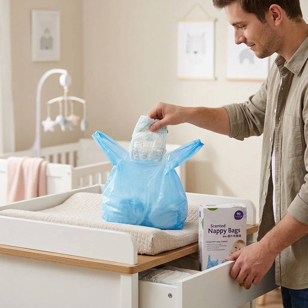 Roll Heavy Duty Trash Bags HDPE Material for Kitchen Home Use Scented Odor Lock Leakproof Vest Style Waste Bin Liners Durable