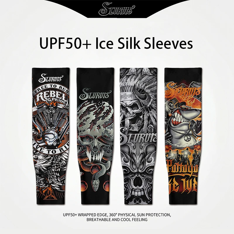 Seamless Tattoo Sleeves Cooling Summer Sun Protection Sports Arm Sleeves Woman's Men's Fishing Basketball Cycling Sleeves