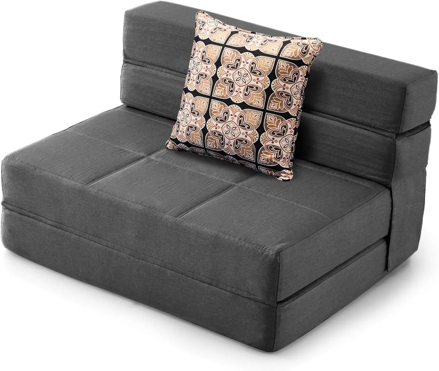 Sofá cama plegable individual con almohada, colchón plegable para sala de estar, dormitorio, apartamento, gris oscuro