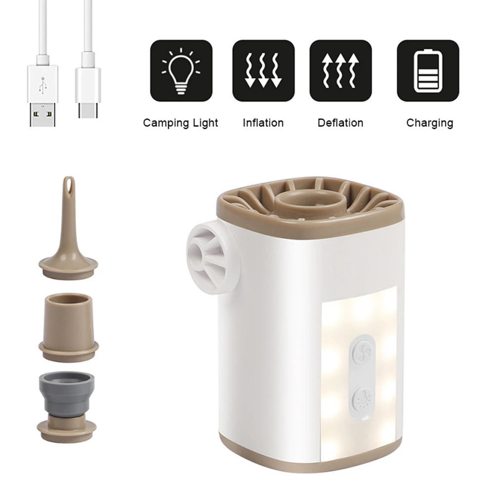 Pompa di aria elettrica senza fili portatile con luce 3600mAh USB Mini pompa ricaricabile deflatore di gonfiaggio a riempimento rapido con 4 ugelli