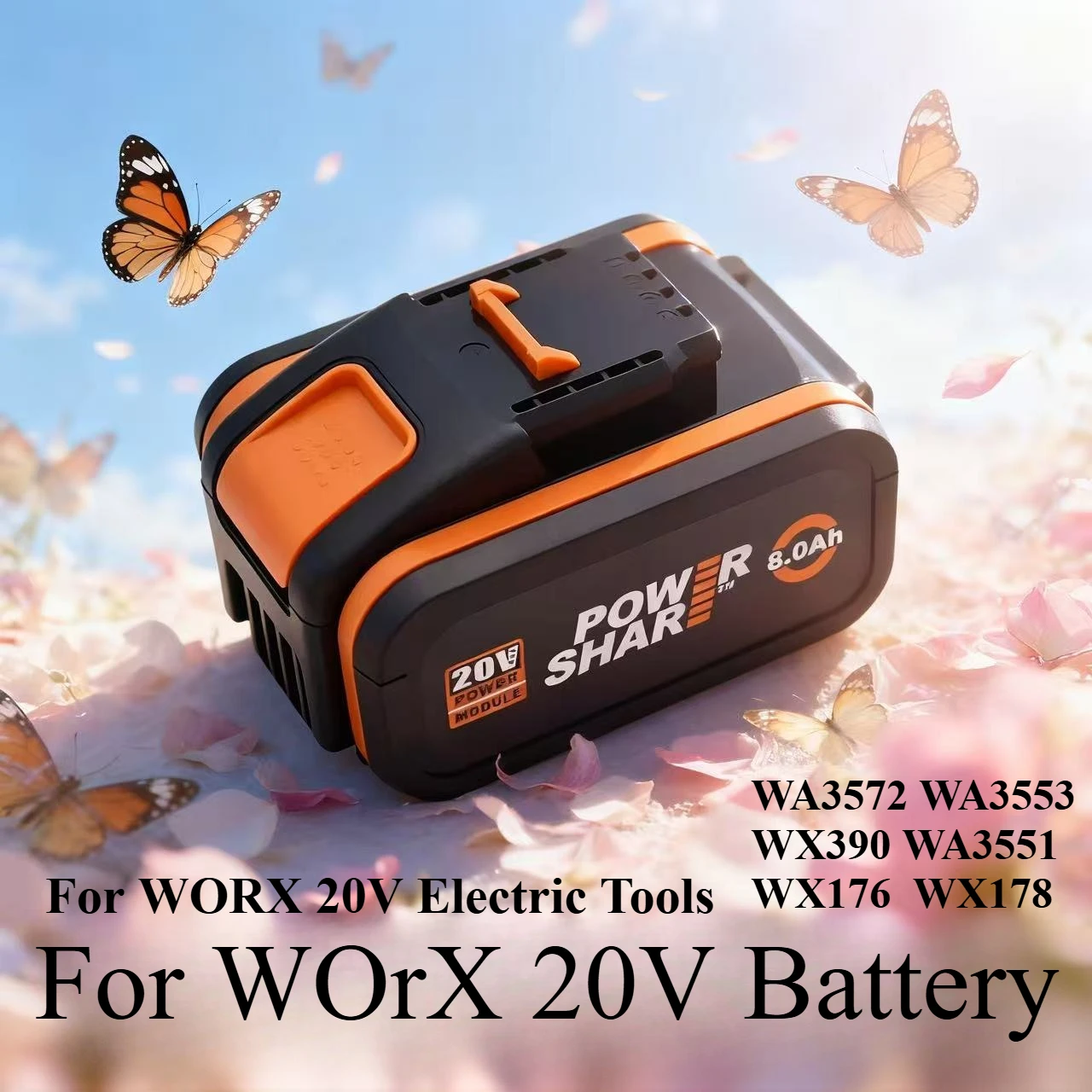 

For WORX 20V 8000mAh/6000mAh Battery Compatible with WA3511 WA3512 WA3522 WA3575 Replacement Power Tools