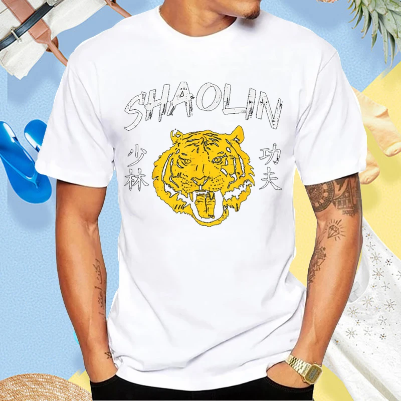 

Тигр Шаолинь Кунг-фу Китайский символ Ушу Любитель боевых искусств Футболка из хлопка с коротким рукавом Повседневная модная свободная мужская футболка Y2k