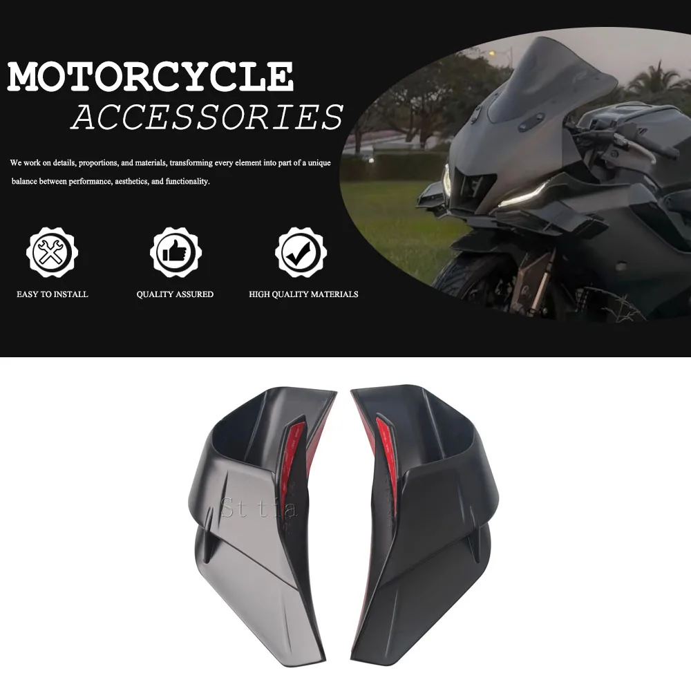 Für YAMAHA R15 YZF R15 YZFr15 V4 2022 2023 1 Paar Feste Windflügel Motorradflügel Aerodynamische Verkleidung Schwarz