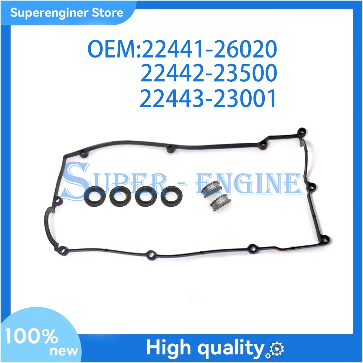 

Совершенно новый 2244126020 22443-23001 22442-23500, 7 шт., комплект прокладок клапанной крышки, подходит для Hyundai 2003-2006 Accent 1.6L Kia Rio GETZ 06