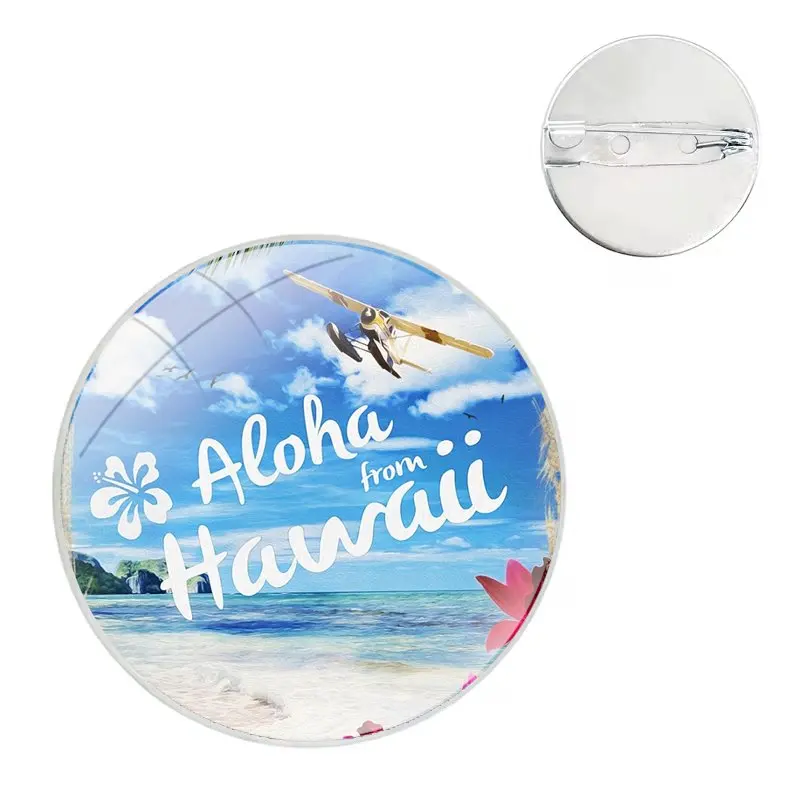 Hello Hawaii Aloha Pins Badge Metal Brooches For Clothes Backpack Decoration gift