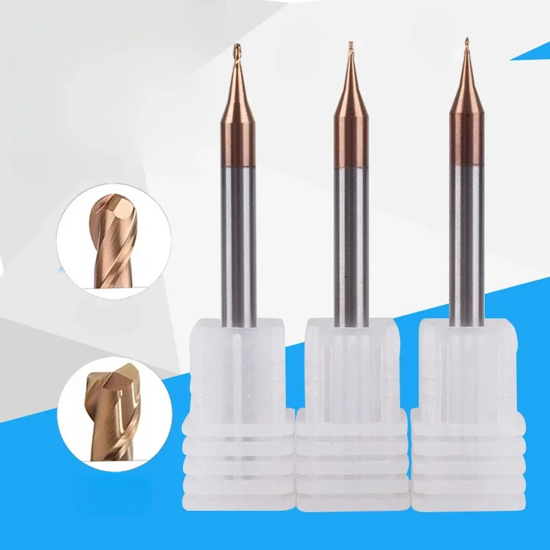 HRC55 2 Flute End Mill 0.2-0.9mm 4mm Shank Milling Cutter Tungsten Carbide CNC Router Bit TiCN Coated Mini Milling Cutter