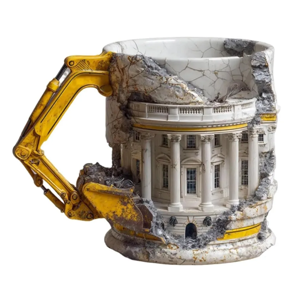 Tasse de démolition avec poignée, en forme d'excavatrice, impression de construction 3D, tasse à café en céramique Durable