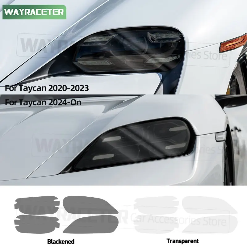 

Car Headlight Tint Smoked Black Protective Film Transparent TPU Sticker For Porsche Taycan 2025 2024 2023 2022 2021 Accessories