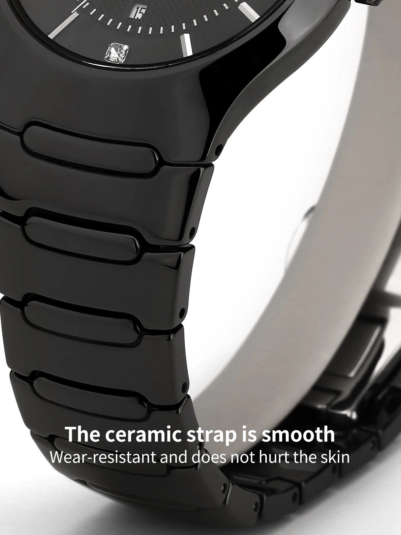 BERNY Ceramic Quartz Watch for Men /Women Luxury Dress Black Ceramic Wristwatch Sapphire Crystal Calendar Luxury Couple Watches