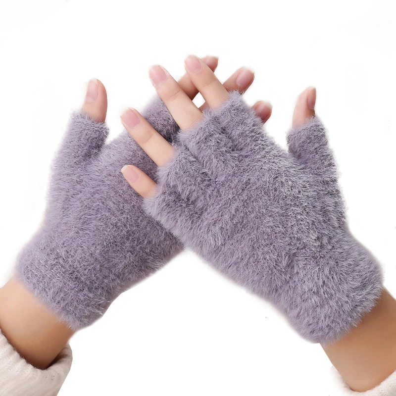 

Mink gloves Cute Soft Winter Warm Touchscreen Gloves Women Men Fluff Fingerless Gloves Outdoor Knitted Mittens Riding Glove