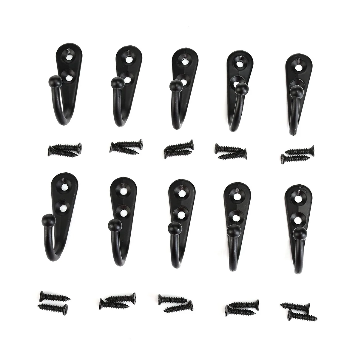 10 Pieces Wall Mounted Hooks Coat Hooks Robe Hooks Hangers With 20 Pieces Screws in Nickel