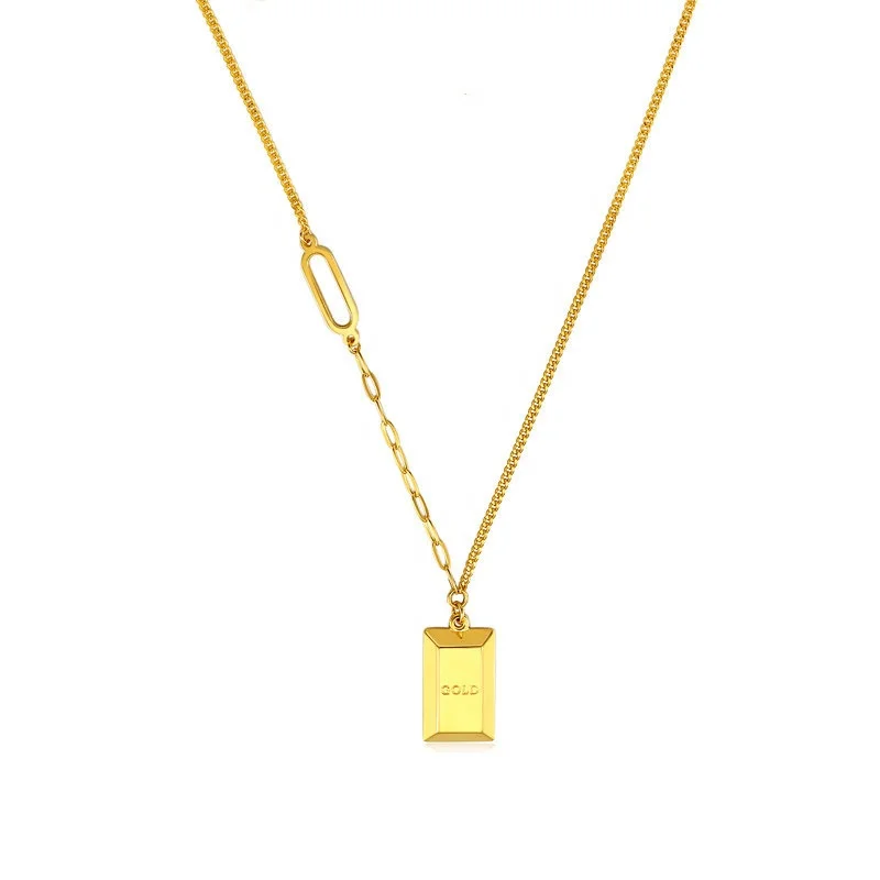 

Xinfly Trendy Pure Real 24K Yellow 999 Gold Rich Brick Pendant Couple Necklace Fine Jewelry Set for Women and Men
