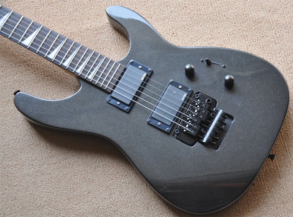 Flyoung Metallic Black Body Electric Guitar with Rosewood Fingerboard,Tremolo Bridge,Offer Customize