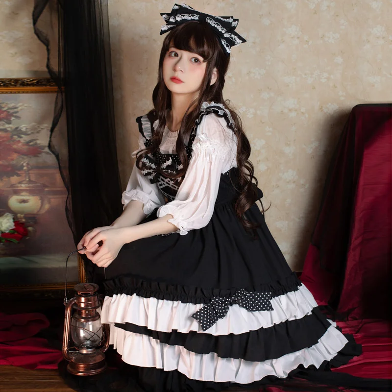 

Lolita Black Sweetheart Skirt Sweet Spicy Dress Summer Often Sweet Cool Jsk Black Suspender Skirt Light Dress Kol Saati