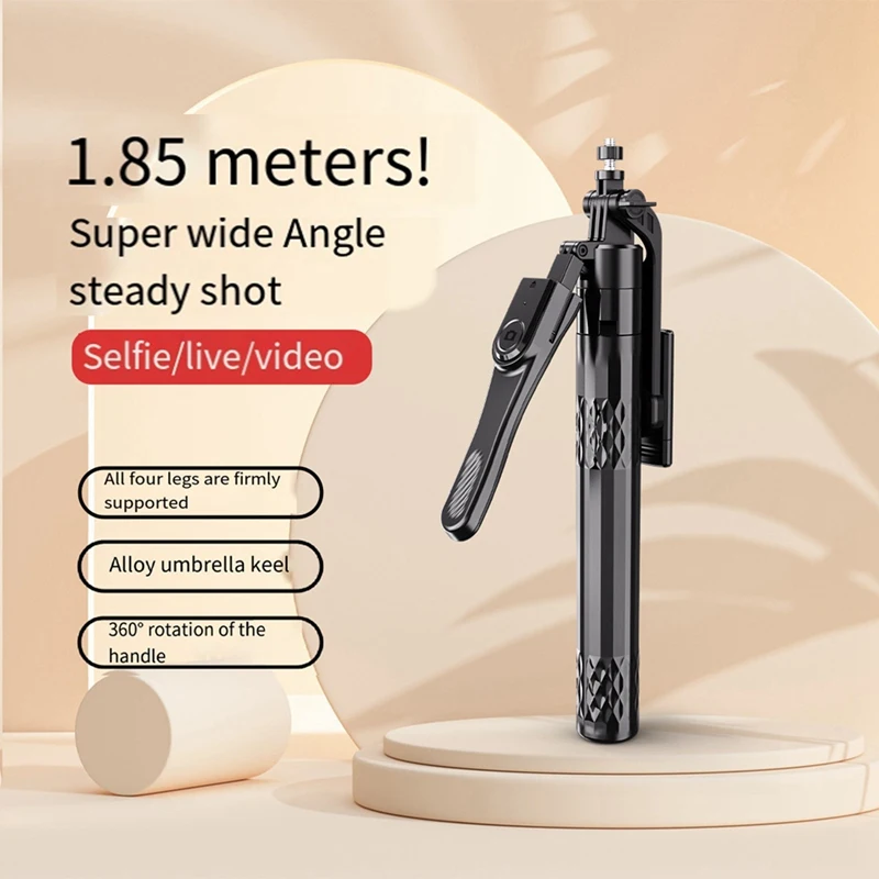 185Cm Bluetooth Selfie Stick Aluminum Alloy Stand Handheld Stabilizer Foldable Monopod,For Mobile Phone Live