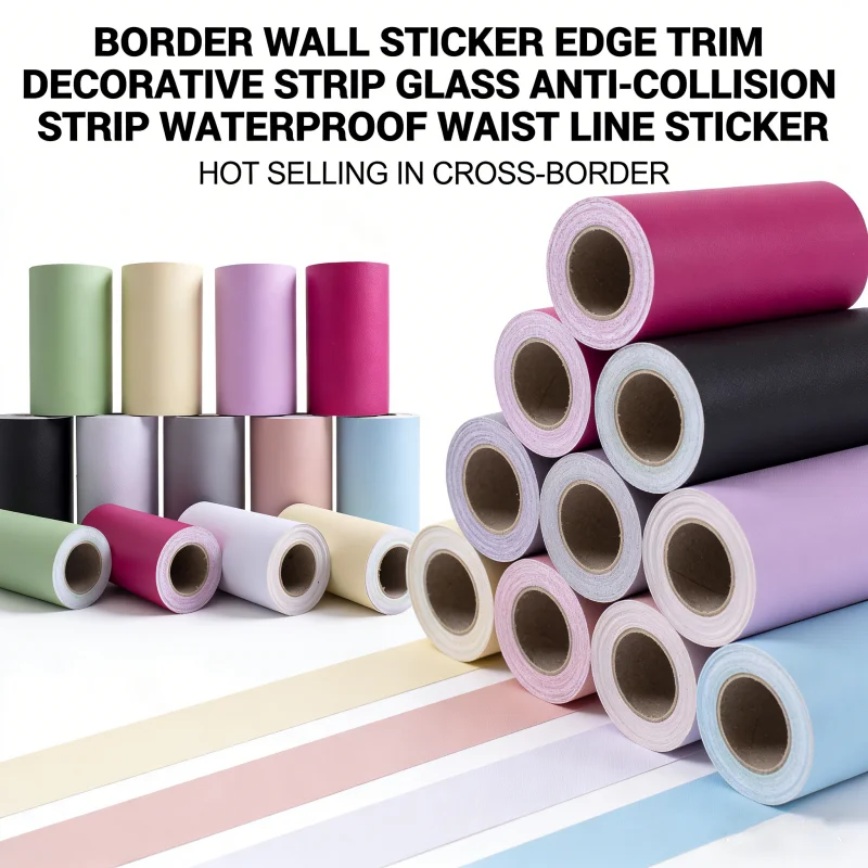 5M Self-adhesive Baseboard Wall Border Stickers PVC Vinyl Decals Waterproof Skirting Line Decals Home Living Room Decor