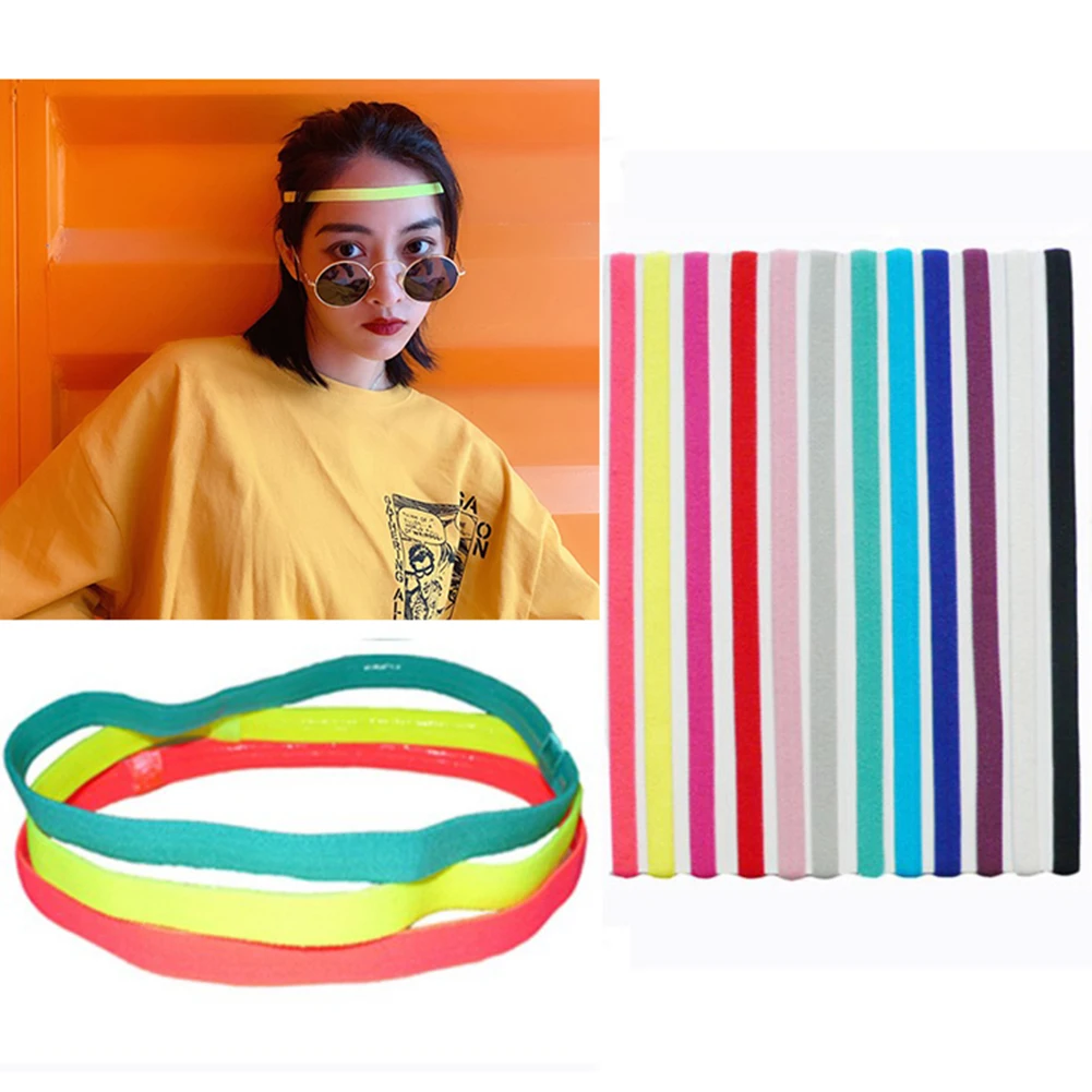 1Pcs Candy Color Women Men Yoga Hair Bands Sports Headband Girls Sport Anti-slip Elastic Rubber Sweatband Football Running