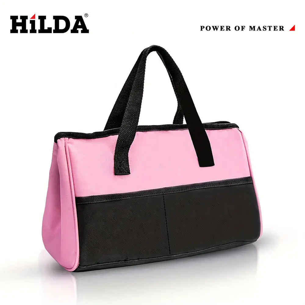 HILDA Pink Tool Bag Multi Functional Maintenance Electrician Shoulder Bag Large Capacity Oxford Canvas Storage and Organization