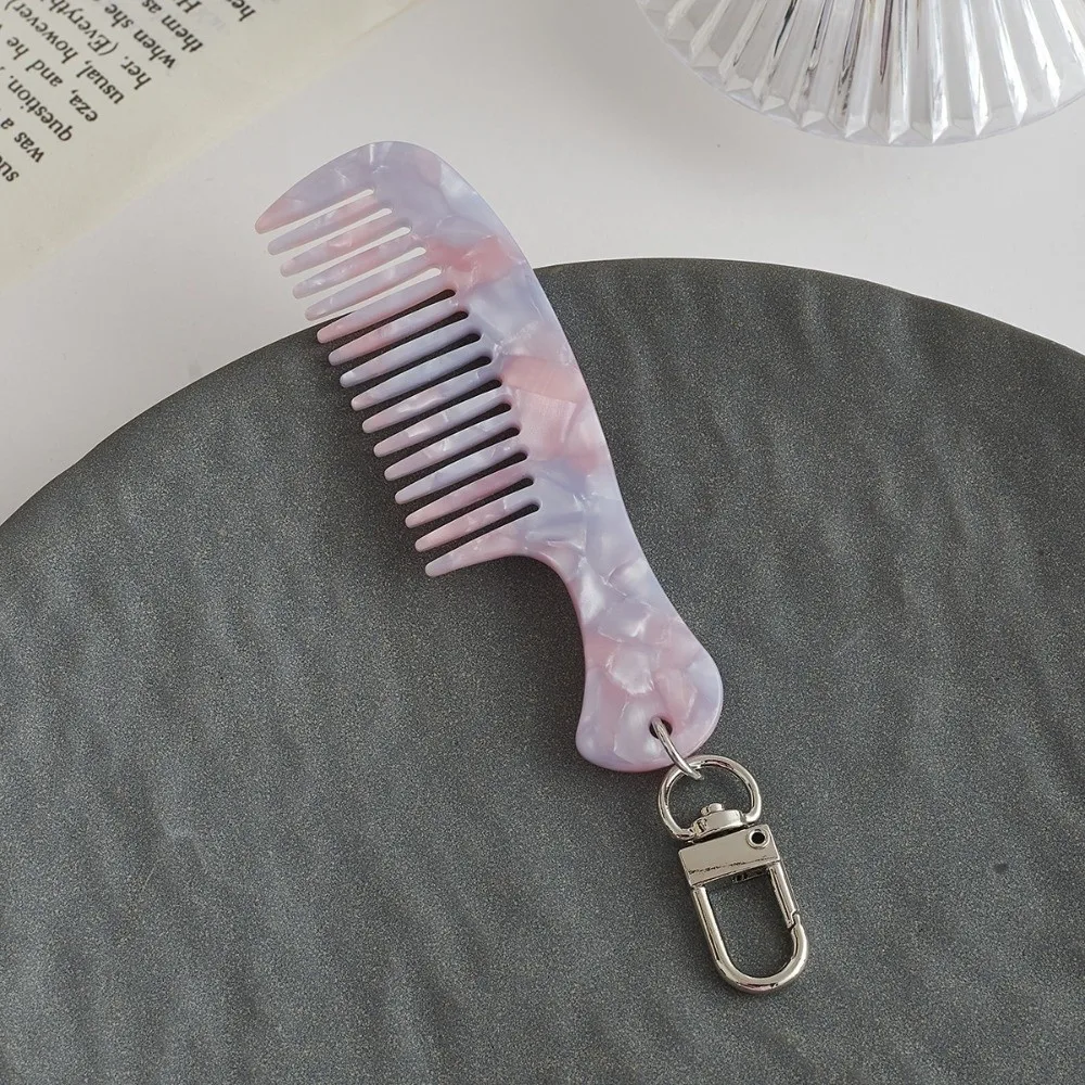 Acetate Material Grooming Keyring Mini Fine Tooth Comb Lightweight Slim Structure Compact Grooming Set Sturdy Metal Key Ring