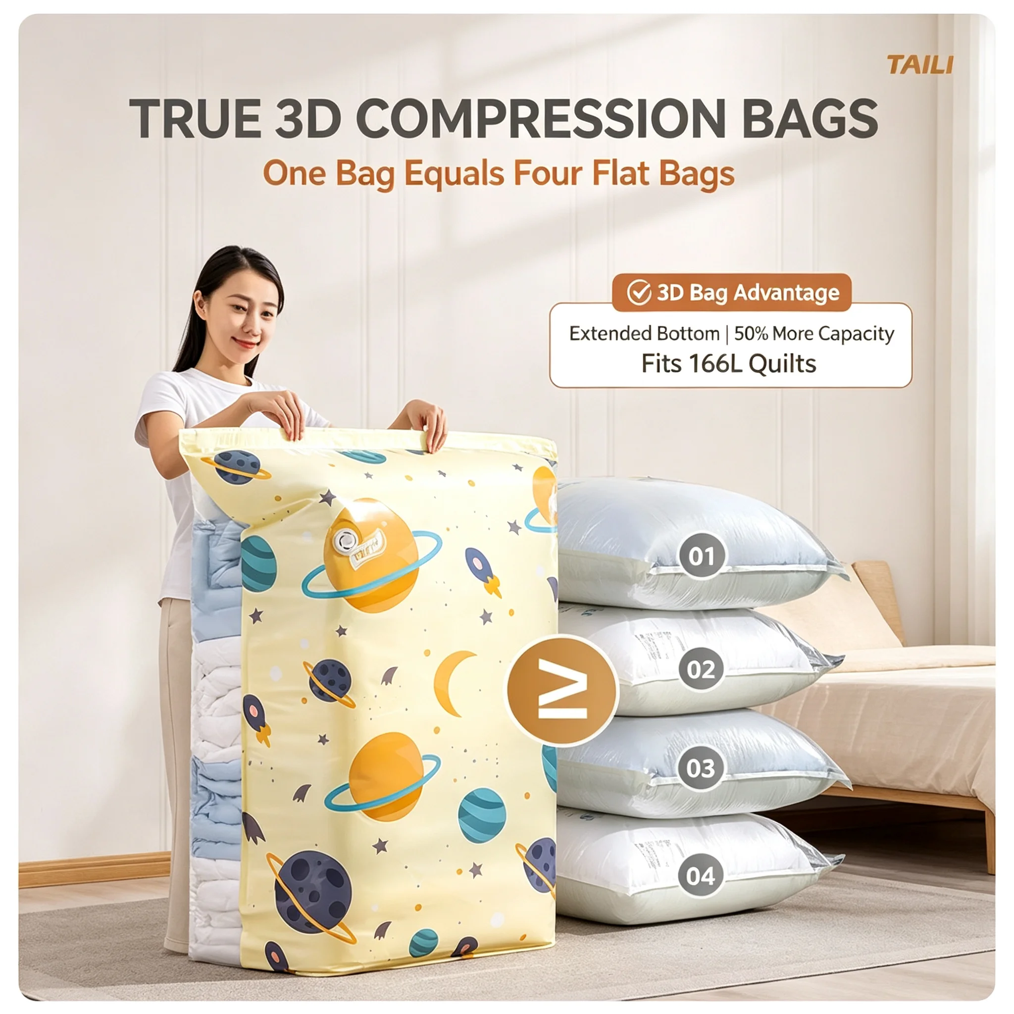 No Need Pump Vacuum Bags Large Plastic Storage Bags for Storing Clothes Blankets Compression Empty Bag Covers Travel Accessories