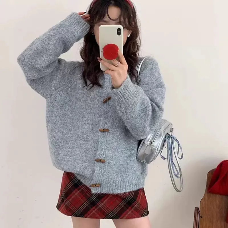 Damen-Strickpullover, locker, weich, lässig, Vintage-Stil, mit Knöpfen, Herbst-Winter, bequem, Aosphere, Pendeln, Strickwaren