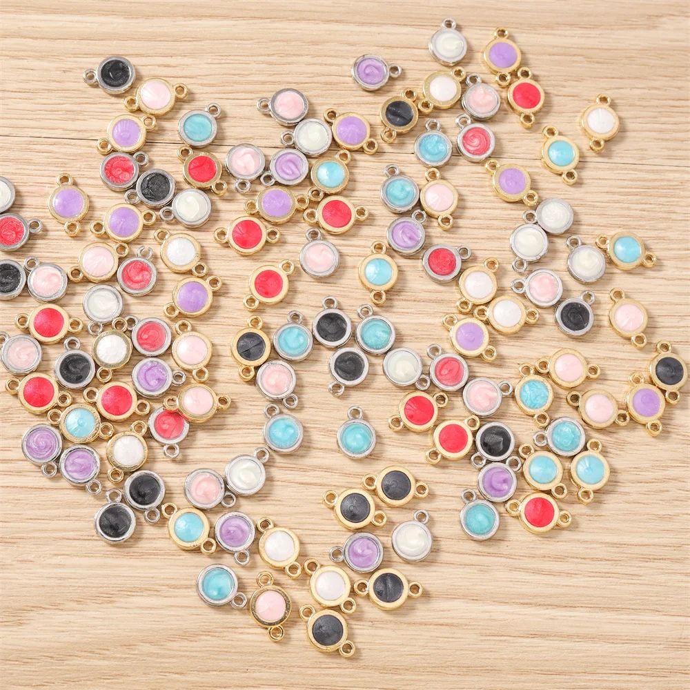 Tusember 20 Stück 8mm Emaille bunte Geburtsstein-Anhänger, flache runde Charms-Anhänger für DIY-Schmuckherstellung, Halskette, Armband, Basteln – Detail 3