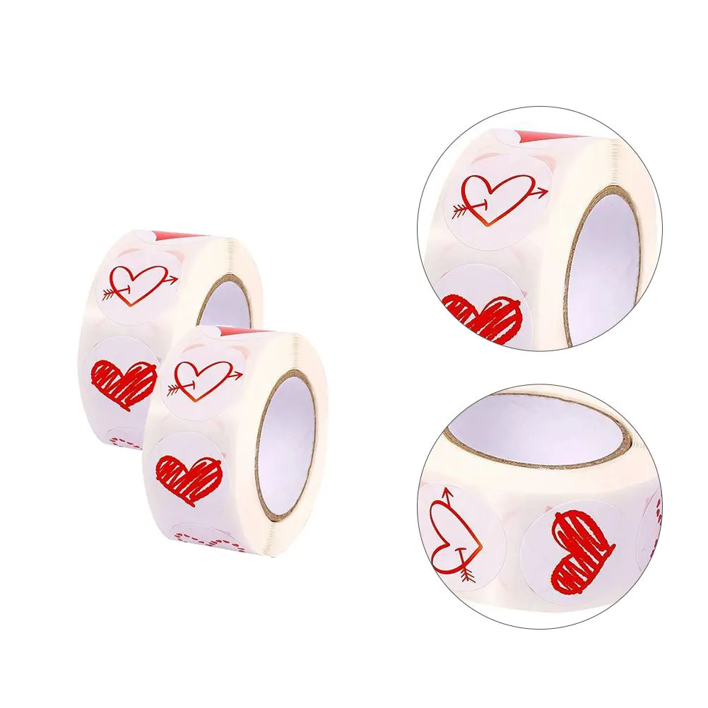 

2 рулоны наклеек с узором в виде сердец, стикеры ко Дню святого Валентина для запечатывания конвертов, этикетки для подарочных пакетов, декор для свадебных и праздничных мероприятий